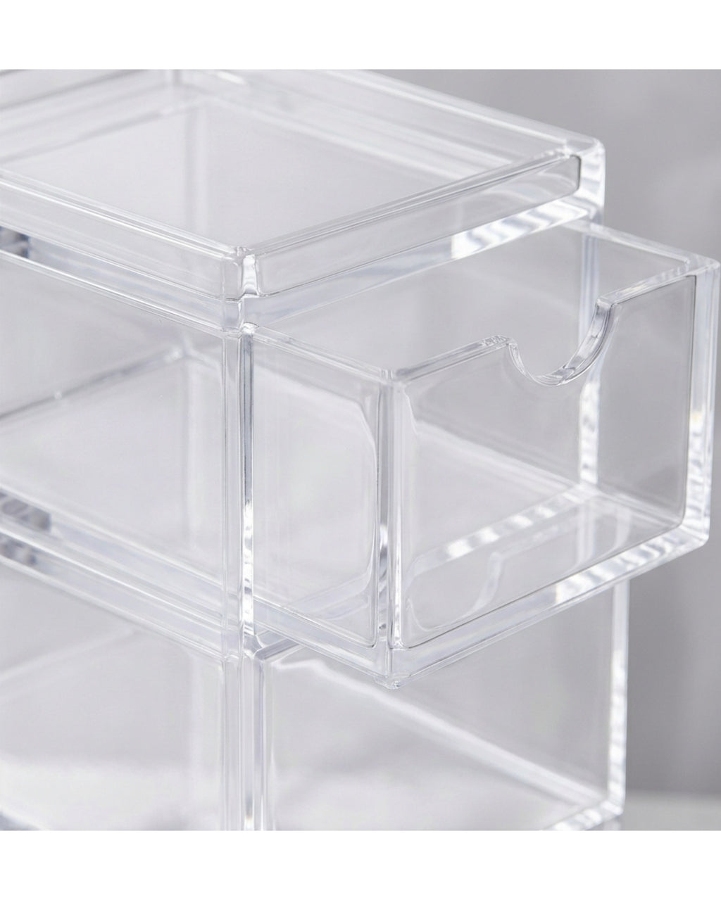 Hjxwb Three Drawer Modular Acrylic Cosmetic Storage Tower Clear - Detail view