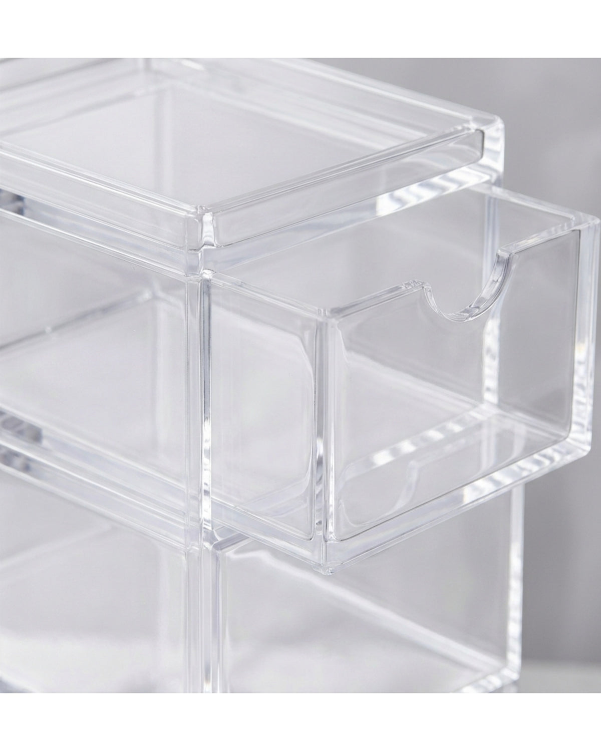 Hjxwb Three Drawer Modular Acrylic Cosmetic Storage Tower Clear - Detail view