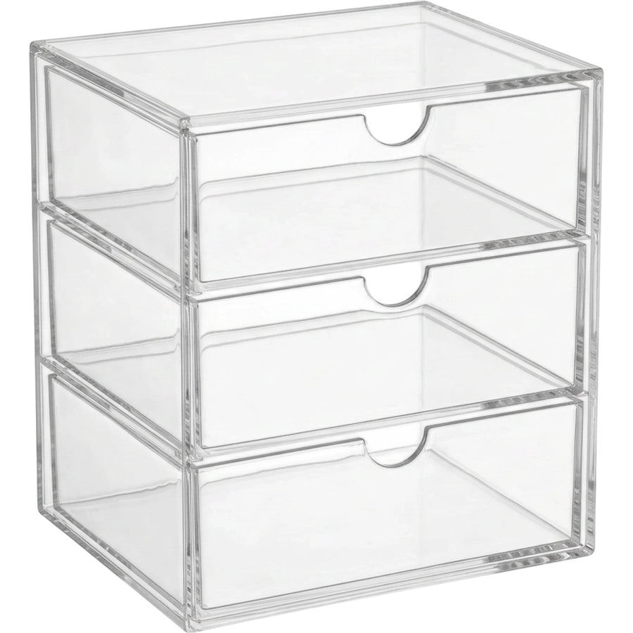 Hjxwb Three Drawer Modular Acrylic Cosmetic Storage Tower Clear