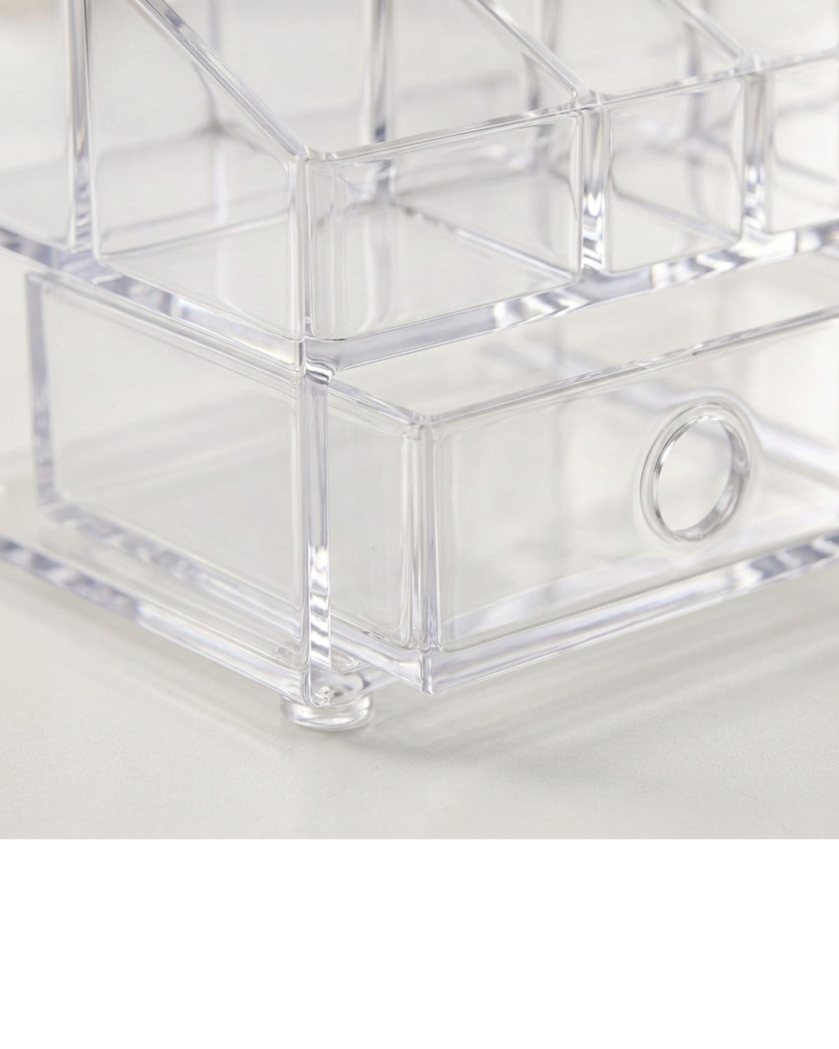 Hjxwb Tiered Nine Compartment Acrylic Cosmetic Organizer with Drawer Clear - Detail view
