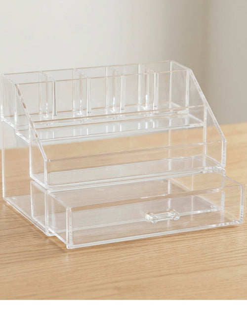 Hjxwb Tiered Nine Compartment Acrylic Cosmetic Organizer with Drawer Clear - Lifestyle view
