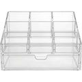 Hjxwb Tiered Nine Compartment Acrylic Cosmetic Organizer with Drawer Clear - Product view