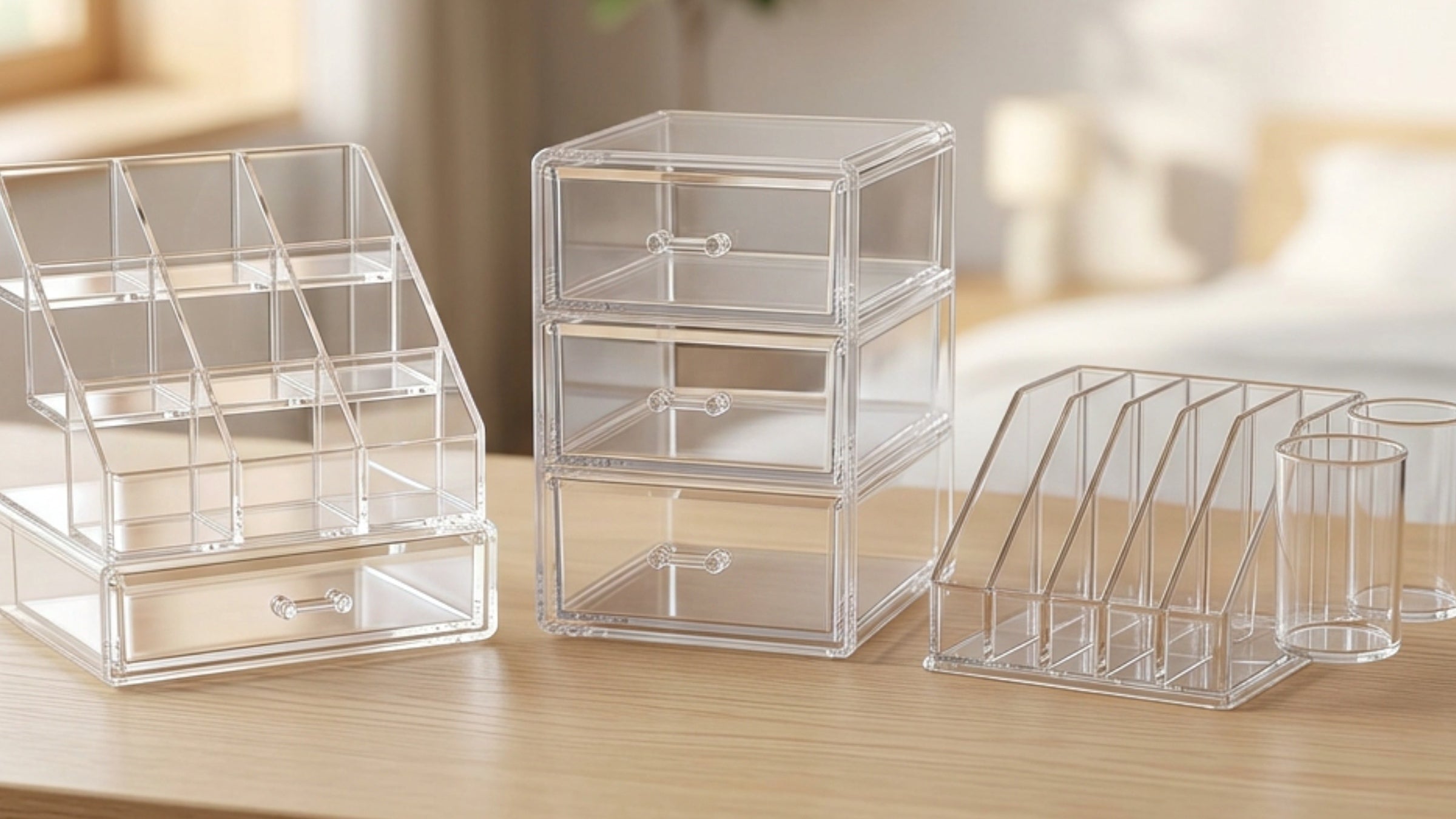 Hjxwb Clear Acrylic Desktop Cosmetic Organizers